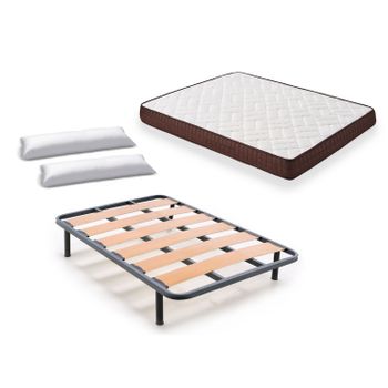 Pack Colchon Flex Dormilon Civic 135x200 + Somier Con Patas+ 2 Almohadas  Hipoalergenicas con Ofertas en Carrefour