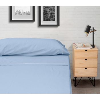 Juego De Sábanas Liso Tela 3 Piezas Icelands Calma Cama 180 Cm Azul