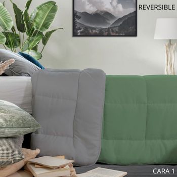 Relleno Nórdico California 300 Reversible Icelands Cama 105 Cm Verde/gris