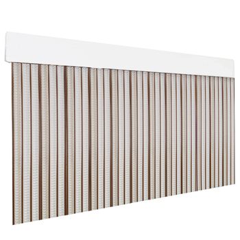 Cortina Plana De Pvc Para Puerta Exterior O Interior (210x90cm,transparente+filo Marron P3)-home Mercury