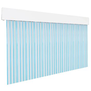 Cortina Plana De Pvc Para Puerta Exterior O Interior (210x90cm,transparente+filo Azul P6)-home Mercury