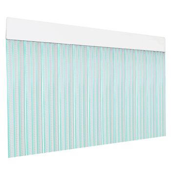 Cortina Plana De Pvc Para Puerta Exterior O Interior (210x90cm,transparente+filo Verde P7)-home Mercury