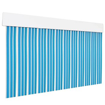 Cortina Plana De Pvc, Puerta Exterior O Interior (210x120cm, Azul+filo Blanco P11)-home Mercury