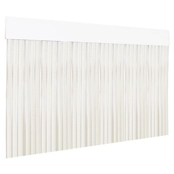 Cortina Plana De Pvc, Puerta Exterior O Interior (210x120cm, Blanco+filo Transparente P15)-home Mercury