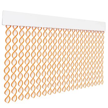 Cortina Espiral De Pvc Para Puerta Exterior O Interior(200x90cm, Blanco+filo Naranja R4)- Home Mercury