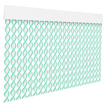 Cortina Espiral De Pvc Para Puerta Exterior O Interior(200x90cm, Blanco+filo Verde R10)- Home Mercury