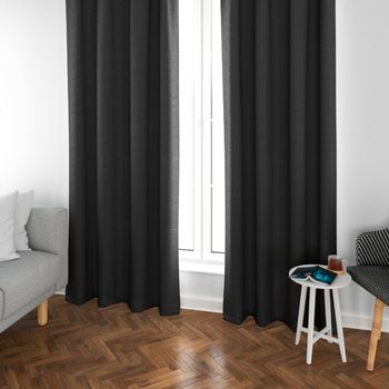 vidaXL Cortinas opacas con ganchos 2 pzas terciopelo negro 140x175 cm