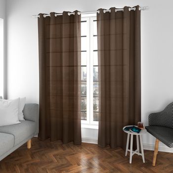 Cortinas Modernas Translucidas 2 Piezas Con Anillos Plateados, 150