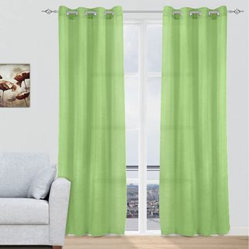 Cortinas Modernas Translucidas 2 Piezas Con Anillos Plateados, 150 X 260 Cm(verde) - Home Mercury