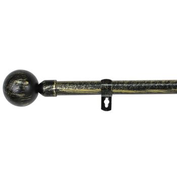 Barra Cortina Forja Universal Extensible, Decorativa  (negro+dorado, 70-120cm Bola)-home Mercury