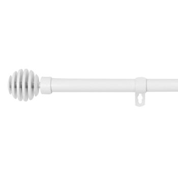 Barra Cortina Forja Universal Extensible, Decorativa  (blanco, 120-210cm Bola Rota)-home Mercury