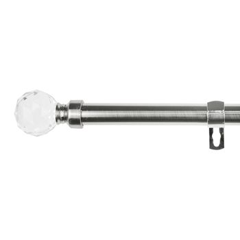 Barra Cortina Forja Universal Extensible,decorativa De Acero (plata, 70-120cm Bola Cristal) Home Mercury