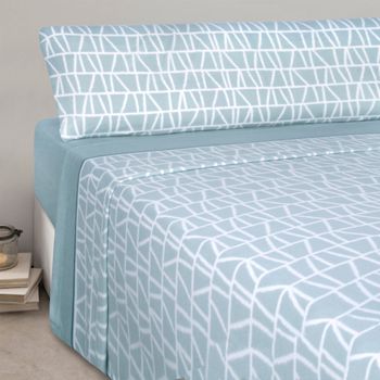 Juego De Sábanas Térmicas De Invierno, Ropa De Cama 3 Piezas(cama 135,  Triángulo Aguamarina)- Home Mercury con Ofertas en Carrefour