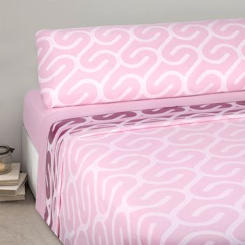 Funda nórdica rosa 100% algodón 200x220 cm (cama 135cm) + 2 alm. PREGAS