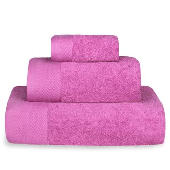 Juego De Toallas 100% Algodón De 500gsm. (1baño+1mano+1bide, Fucsia)- Home Mercury