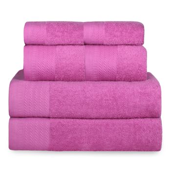 Juego De Toallas 100% Algodón De 500gsm. (2baño+2mano+2bide, Fucsia)- Home Mercury