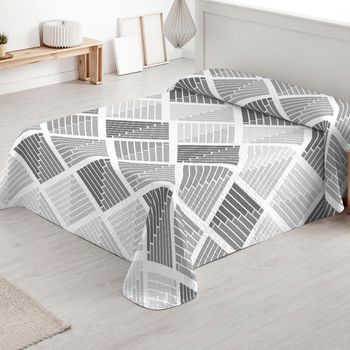 Colcha Bouti Verano Y Entretiempo  Poliéster. Cubre Cama Fina Y Ligera (cama 105-200x260cm,rombos Gris)