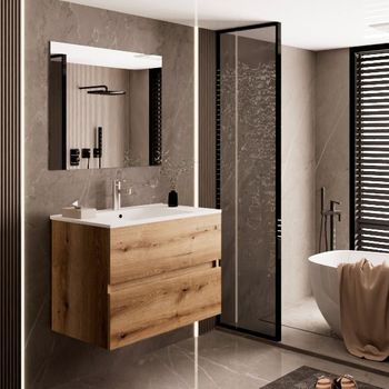 Mueble Lavabo + Lavabo 120 cm MONTADO - Roble Claro VERONA – Entorno Baño