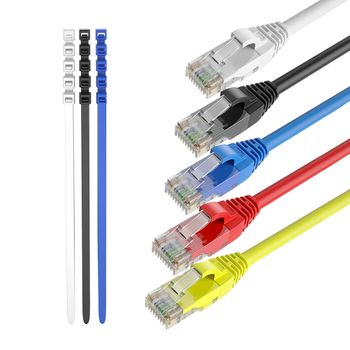Max Connection Pack 5 Cables Ethernet Cat6 Rj45 24awg 0.5m + 15 Bridas (5 Cables, Frecuencia Hasta 500 Mhz, Pvc, Tamaño 0.5m) - Multicolor