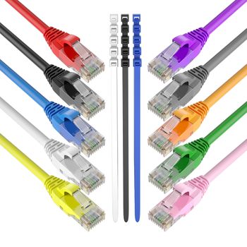 Max Connection Pack 20 Cables Ethernet Cat6 Rj45 24awg 0.5m + 15 Bridas (20 Cables, Frecuencia Hasta 500 Mhz, Pvc, Tamaño 0.5m) - Multicolor