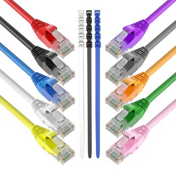 Max Connection Pack 20 Cables Ethernet Cat6 Rj45 24awg 1m + 15 Bridas (20 Cables, Frecuencia Hasta 500 Mhz, Pvc, Tamaño 1m) - Multicolor