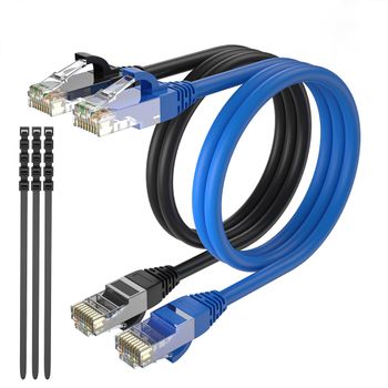 Max Connection Pack 2 Cables Ethernet Cat6 Rj45 24awg 7.5m + 15 Bridas (2 Cables, Frecuencia Hasta 500 Mhz, Pvc, Tamaño 7.5m) - Multicolor