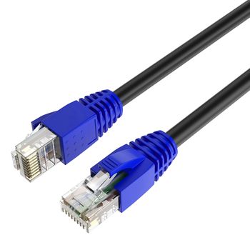 Max Connection Cable Ethernet Cat6 Rj45 26awg Exteriores 12m + 15 Bridas (exteriores, Frecuencia Hasta 500 Mhz, Doble Capa Pvc, Gran Tamaño 12m) - Negro