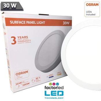 Plafón Techo Led Circular 30w 3300lm Lámpara Superficie Osram - Luz Natural 4000k