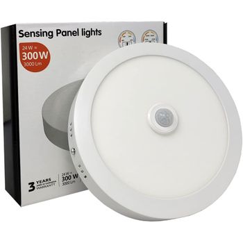 Plafón Led Techo Sensor De Movimiento Osram Chip Circular 24w Ø22’5cm Cct