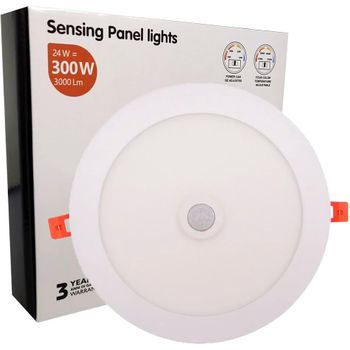 Downlight Circular Led Techo Sensor De Movimiento 24w Ø225x25mm Cct 3000k 4000k 6000k