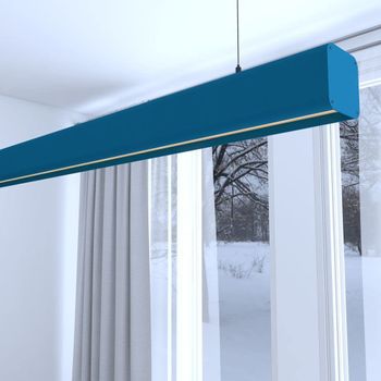 Lámpara Lineal Techo Colgante Azul 2 Metros 6000k Luz Fría Altura Regulable