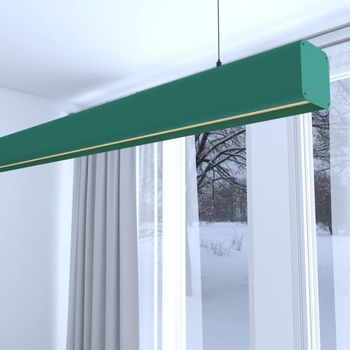 Lámpara Lineal Techo Colgante  Verde 1 M - Luz Cálida 2700k - Altura Regulable