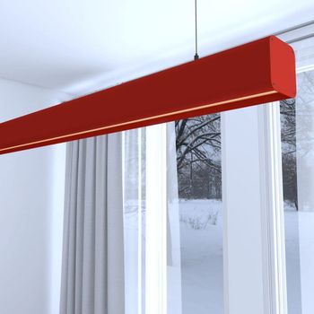 Lámpara Lineal Techo Colgante Rojo 1 Metro 4000k Luz Neutra Altura Regulable