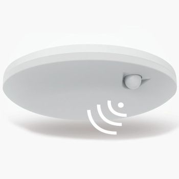 Plafón Exterior Con Detector Movimiento 30cm, 20w, 2400lm, Circular, Ip54 Ideal Para Exteriores, Baños O Cocinas