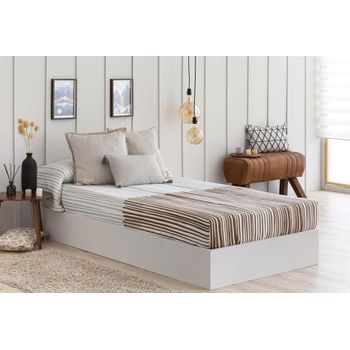 Edredón Ajustable Loja Beige Para Cama De 105 Cm