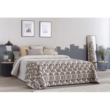 Colcha Bouti Estampada Para Invierno Con Relleno Eibar Beige Para Cama De 90 Cm