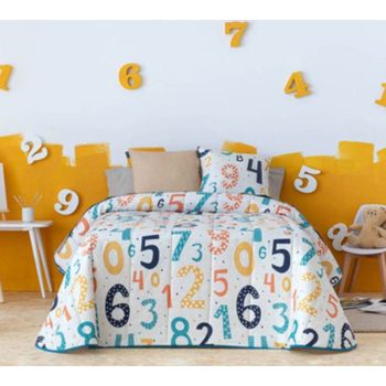 Colcha Bouti Infantil Numeros Cálida Y Versatil De Invierno Para Cama De 90 Cm