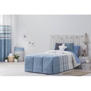 Edredon Conforter Cenefas Azul Para Cama De 135 Cm