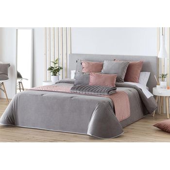 Edredon Conforter Velvet Liso Aterciopelado Gris Para Cama De 90 Cm