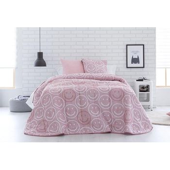 Colcha Bouti Emoji Rosa Estampado Para El Invierno Para Cama De 135 Cm