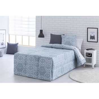 Edredón Conforter Emoji Azul Para Cama De 90 Cm