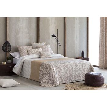 Bouti Jacquard Bierzo Beig De Diseño Colcha Acolchada Con Relleno De 100 Gr Para Cama De 90 Cm