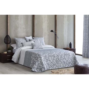 Bouti Jacquard Bierzo Gris De Diseño Colcha Acolchada Con Relleno De 100 Gr Para Cama De 90 Cm