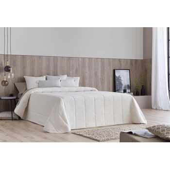 Colcha Bouti Jacquard Pedraza Con Relleno De 100 Gr Blanco Para Cama De 105 Cm