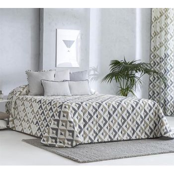 Colcha Bouti Estampada Para Invierno Con Relleno Murcia Gris Para Cama De 90 Cm