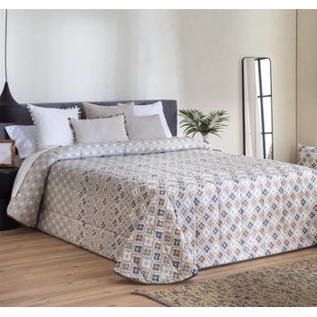 Colcha Bouti Estampada Para Invierno Con Relleno Toledo Azul Para Cama De 90 Cm