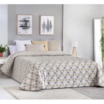 Colcha Bouti Estampada Para Invierno Con Relleno Toledo Beige Para Cama De 105 Cm