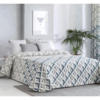 Colcha Bouti Estampada Para Invierno Con Relleno Murcia Azul Para Cama De 160 Cm