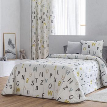 Colcha Bouti Infantil Letras Cálida Y Versatil De Invierno Para Cama De 90 Cm