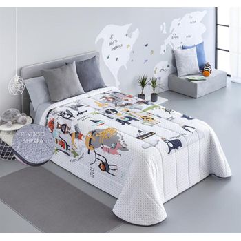 Edredon Estampado Infantil Eco Con Reverso Sherpa Para Cama De 105 Cm